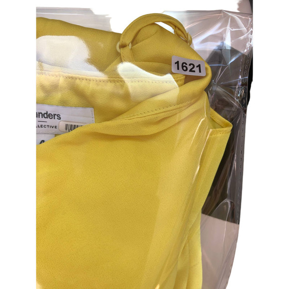 Saunders Collective Lara Dress Midi Side Slit Yellow  US 4 - Picture 15 of 15